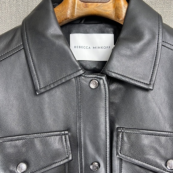 NWT Rebecca Minkoff below Hips Faux Leather Jacket with belt - Picture 4 of 8